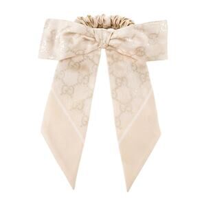 Gucci Light beige Interlocking GG logo hair bow scrunchie
